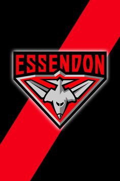 the logo for essenon is shown on a black and red striped background with an eagle