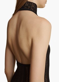 A slim-fitting knit halter top in an intricate pointelle construction. Buttons secure the stand collar. Refined binding and finely ribbed hem. Pointelle Knit, Yoko London, City Dress, Summer Beach Wear, Ballet Flat Shoes, Blouse Black, Pump Sandals, Ski Wear, Lady Dior