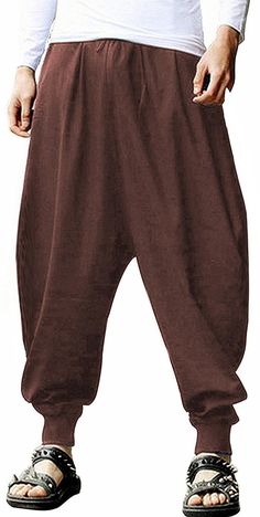 PRICES MAY VARY. The wide elastic waistband design allows you to adjust your pants to make them more comfortable and accommodates any weight fluctuations. These casual hippie harem pants for men and women feel so comfy and breathable, you'll never want to wear anything else! Perfect for the Halloween, dance, cosplay, casual wear, outing, lounging around the house or in the park. The men's baggy harem pants are made of soft fabric, comfortable and breathable,harem trousers with wide leg and 2 sla Cotton Harem Pants, Yoga Trousers, Cotton Casual Pants, Boho Yoga, Pants Baggy, Hippie Pants, Cotton Linen Pants, Boho Pants, Pants Loose