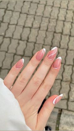 Cream French Tips Nails Almond, Nail Colour With Black Dress, Classy Looking Nails, Minimal Almond Nails, Kutek Disney, Minimal Nails, Classy Acrylic Nails, Nails 2021, Uñas Acrilicas