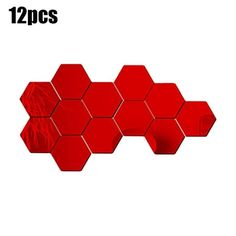 red hexagons are arranged on a white background