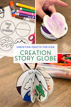 the creation story globe is made with paper and colored crayons