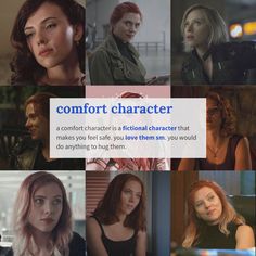 a collage of photos with the words'comfort character'written on them and images of different women