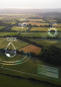 an aerial view of green fields with numbers and symbols in the center, indicating that there are more than one hundred