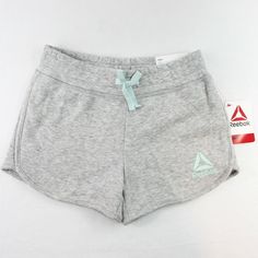 Brand New With Tags Reebok Training French Terry Shorts Youth Girls Size S (6/6x) Color: Gray Heather - Gray With Blue Logo Knit Shorts, Elastic Waist, Fake Drawstring, Pockets French Terry Shorts, Logo Knit, Terry Shorts, Training Shorts, Blue Logo, Knit Shorts, Short Girls, Kids Bottoms, Heather Gray