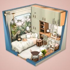 an image of a doll house with furniture