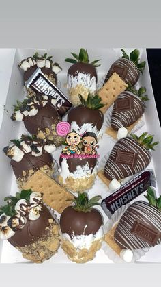 chocolate covered strawberries and cookies in a box