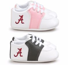 Your Alabama Crimson Tide baby will look awesome in our pre-walker baby shoes!  Made of soft PU LeatherEmbroidered School LogosA Great Baby Shower Gift!Listing is for One Pair of Shoes - Please select Trim Color (Pink or Black)We offer Free Shipping on all Future Tailgater items! Alabama Shoes, Baby Shower Gift List, Crystal Spikes, Shoes Photo, Baby Walker, Crib Shoes, Alabama Crimson, Roll Tide, Alabama Crimson Tide