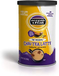 an open can of organic chaatea latte on a white background with clippings