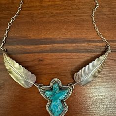 Rare Findabsolutely Gorgeous Vintage Turquoise And Sterling Silver Eagle Necklace Kingman From The 80’s Never Worn In Excellent Condition Vintage Silver Chrysocolla Jewelry, Eagle Necklace, Silver Eagle, Ar Accessories, Silver Eagles, Diy Wire Jewelry, Jewelry Antique, Vintage Turquoise, Rain And Snow Boots