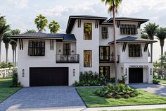 this is an artist's rendering of a two - story house with palm trees