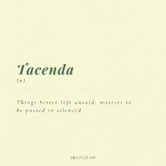 the words tacenda are written in green and black on a light yellow background