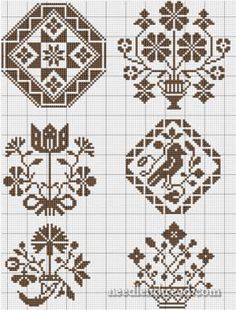 cross stitch patterns with flowers and birds on them