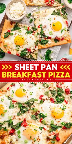 Elevate your holiday gatherings with a wonderful Sheet Pan Breakfast Pizza! This holiday brunch idea is great for Christmas morning brunch and brings together homemade pizza dough, baby spinach, bacon, mozzarella cheese, roasted red peppers, and feta cheese. Bake and enjoy! Easy Savory Breakfast, Sheet Pan Breakfast, Savory Brunch Recipes, Breakfast Pizzas, Quick Pancakes, Christmas Morning Brunch, Christmas Brunch Recipes, Breakfast Pizza Recipe