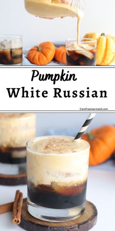 pumpkin white russian with whipped cream and cinnamon