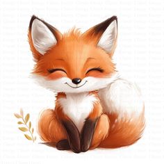 a painting of a little fox with its eyes closed and it's head resting on the ground