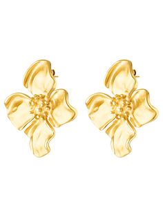 Tahiti Earrings Elegant Flower-shaped Beach Earrings, Gold Flower-shaped Earrings For Beach, Elegant Gold Earrings For Vacation, Elegant Flower Shaped Earrings For Beach, Gold Flower Earrings For Beach, Elegant Flower Earrings For Beach, Elegant Flower-shaped Earrings For Beach, Resort Jewelry, Tropical Hibiscus