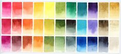 an image of the colors of watercolors that are in different shades and sizes