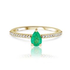 A diamond ring set with natural Emerald in an Pear cut, suitable for the birth month of May, a unique and sparkling ring that will make everyone around you love it, the Emerald stone has special properties with positive energy that has very good effects, suitable for an engagement ring and also as a gift for a woman. Ring features -Gold KT: 14K -Gold color options: Yellow Gold, White Gold, Rose Gold  -Shape: round -Number of gemstones: 23* -Carat total weight: 0.11ct -Average color: F+ -Average clarity: VS -Treatmaent: Natural -Top width: 6.80mm -Band width: 1.40mm -Thicknes: 1.05mm Center stone: Emerald Color: Green Size: 6/4 Shape: Pear Carat weidth: 0.40ct The jewelry can be altered to match any diamond or gemstone you choose, of course you can send us a photo of anything you can't find Anniversary Pear Shaped Ring With Single Diamond, Pear-shaped Birthstone Promise Ring, Fine Jewelry Teardrop Emerald Diamond Ring, Teardrop Emerald Promise Ring In Fine Jewelry Style, Fine Jewelry Pear-shaped Promise Jewelry, Teardrop Emerald Ring With Diamonds, Teardrop Emerald Ring With Brilliant Cut, Teardrop Emerald Ring With Prong Setting, Pear-shaped Diamond Emerald Ring For Anniversary