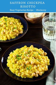 Saffron Chickpea Risotto Rice With Saffron Recipe, Risotto With Saffron, Risotto Vegetarian, Saffron Basmati Rice Recipe, Mediterranean Saffron Rice, Chickpeas Recipes, Chickpea Rice