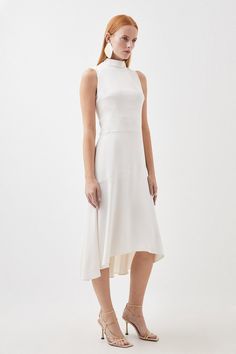 Soft Tailored High Low Midi Dress | Karen Millen Sleeveless Summer Mother Of The Bride Dress, Summer Sleeveless Mother Of The Bride Dress, Summer A-line Dress For Mother Of The Bride, Elegant Summer A-line Mother Of The Bride Dress, Elegant A-line Mother Of The Bride Summer Dress, Sleeveless Midi Dress For Spring Wedding, Spring Sleeveless Mother Of The Bride Dress, Sleeveless Mother Of The Bride Dress For Spring Wedding, Sleeveless Mother Of The Bride Dress For Summer Evening