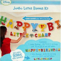 the happy birthday banner kit includes letters, numbers and decorations for children's birthdays