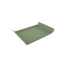 an empty green tray on a white background