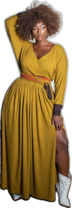 Chic Long Maxi Dress For Fall, Chic Fall Maxi Dress With Long Skirt, Fall Belted Maxi Dress, Chic Fall Maxi Dress, Brown V-neck Maxi Dress For Work, Fitted Color Block Maxi Dress, Chic Midi-length Color Block Maxi Dress, Chic Color Block Midi Maxi Dress, Chic V-neck Color Block Midi Dress