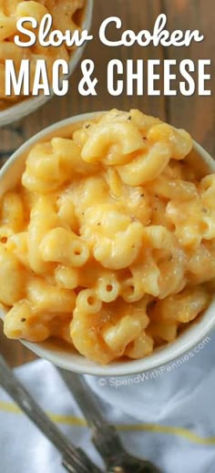 two bowls filled with macaroni and cheese