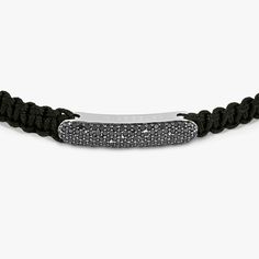 Macramé Diamond Baton Bracelet with 99 Black Diamonds (0.308ct) – Tateossian USA Black Macrame, Black Diamonds, Diamond Stone, Pave Diamonds, Black Diamond