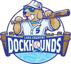 the logo for lake country dockhounds, with a bear holding a baseball bat