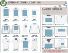 the screenprinting size and placement guide for men's long - sleeved t - shirts