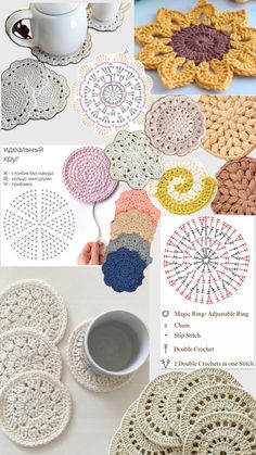 crochet patterns and instructions for coasters, potholders, rugs or tablecloths