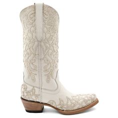 a pair of white cowboy boots