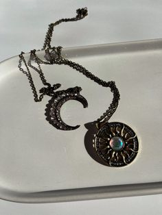 Illuminate your day and night with our celestial charmed sun & moon pendant necklaces.  These pendants are on a 24 inch bronzed chain, please avoid harsh chemicals and excessive moisture to maintain the bronze. Celestial Sun, Moon Pendant Necklace, Moon Pendant, Day And Night, Sun Moon, Pendant Necklaces, Jewelry Necklace Pendant, Jewelry Necklaces, Moon