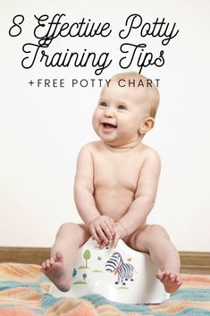 a baby sitting on top of a potty with the words six important potty training lessons