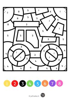 the color by number coloring page for children to learn numbers and colors with this printable activity