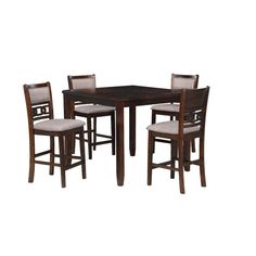 Gary 42 Inch 5 Piece Counter Table Set, Cherry Brown By Casagear Home Luxury Dining Table, New Classic Furniture, Cherry Brown, Solid Wood Chairs, Wood Chairs, Counter Height Dining Table, Counter Table, Counter Chairs, Counter Height Table