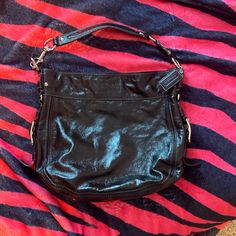 Excellent Condition And Material Coach Black Hobo Bag For Daily Use, Coach Black Shoulder Bag For Errands, Coach Black Bucket Shoulder Bag, Black Bucket Shoulder Bag With Silver-tone Hardware, Coach Bag With Silver-tone Hardware For Errands, Coach Black Pouch Bag, Bags Coach, Coach Bag, Coach Bags