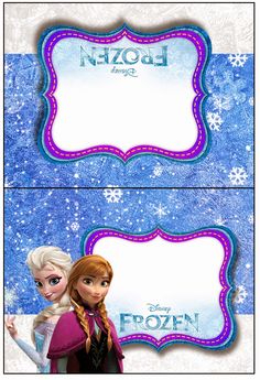 two frozen princess labels with snowflakes on them