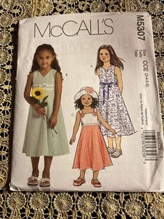 McCALL'S M5307 Sewing Pattern GIRLS' DRESSES Size 3,4,5,6 2007 UNCUT | eBay 90s Kids Fashion, Sewing Patterns Girls, Kid Fashion, Pattern Pieces, 90s Dress, 90s Kids, Girl Pattern, Sewing Ideas, Kids Dress