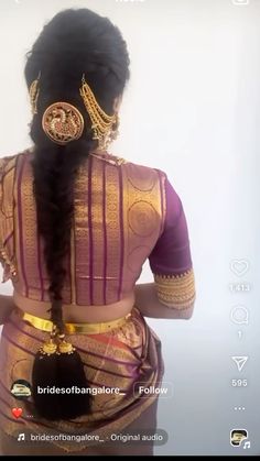 Hairstyle For Bride Indian Wedding Hairs, Grand Blouse Designs For Marriage, Jada Billalu Designs, Gold Jada Designs, Hairstyles Traditional Indian, Wedding Jada