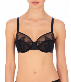 From Natori, this bra features:Underwire braFull coverageFlat, stretch embroidery and stretch fabricFully adjustable strapsAsian inspired embroidery3-piece cup offers support and flexible fitCups are finished with soft elastic neckline2-ply sling on inner cup offers liftEmbroidered bottom cup Wide backs with encased elastic Hook & eye back closureNylon/elastane/polyesterHand wash cold/line dryImported. Black Fitted Nursing Bra With Removable Cups, Fitted Black Nursing Bra With Removable Cups, Elegant Nylon Push-up Bra, Fitted Nylon Bra With Removable Cups, Elegant Stretch Nylon Bra, Elegant Nylon Bra With Padded Cups, Elegant Full Coverage Nylon Bra, Elegant Full Cup Stretch Bra, Elegant Black Nylon Bra