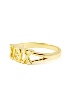 A gorgeous limited edition sunshine gold Sigma Theta Chi (ΣΘΧ) ring made exclusively by us! The ring is solid brass with 14k gold plated finishing. Wear your letters with pride! Make this the perfect gift for your big or little, or even yourself! Get it now for recruitment, initiation or graduation! Theta Chi, Gold Ring, Solid Brass, Gold Rings, Gold Plate, Limited Edition, Plating, Perfect Gift, Brass