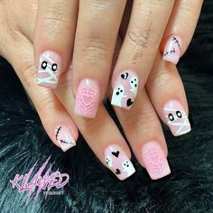 halloween nail designs halloween nail art halloween nail ideas halloween nails design halloween nails acrylic halloween nails Paint Ghost, Manicure Halloween, Spooky Halloween Nails, Halloween Nail Art Ideas, Teen Nails, Nail Art Halloween, Cow Nails