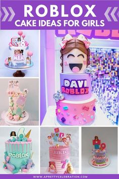 a collage of cakes with the words roblox cake ideas for girls on them