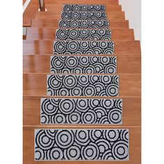 the stair treads are decorated with circles