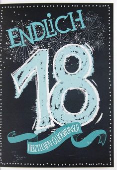 an image of a chalkboard sign with the number eighteen on it and fireworks in the background