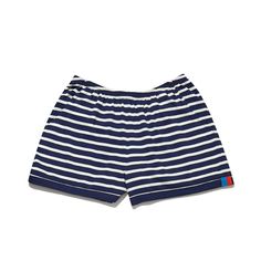 The Short - Navy/Cream – KULE Summer Sports Shorts With Three Stripes, Sporty Summer Shorts With Three Stripes, Navy Shorts For Poolside, Sporty Striped Shorts For Sports, Sporty Pajama Shorts For Summer Sports, Sporty Summer Pajama Shorts For Sports, Summer Athletic Shorts With Three Stripes For Sports, Casual Striped Sports Shorts, Navy Summer Shorts For Poolside