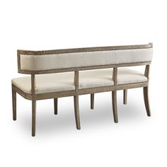 a bench with two benches on each side and an upholstered back rest in the middle